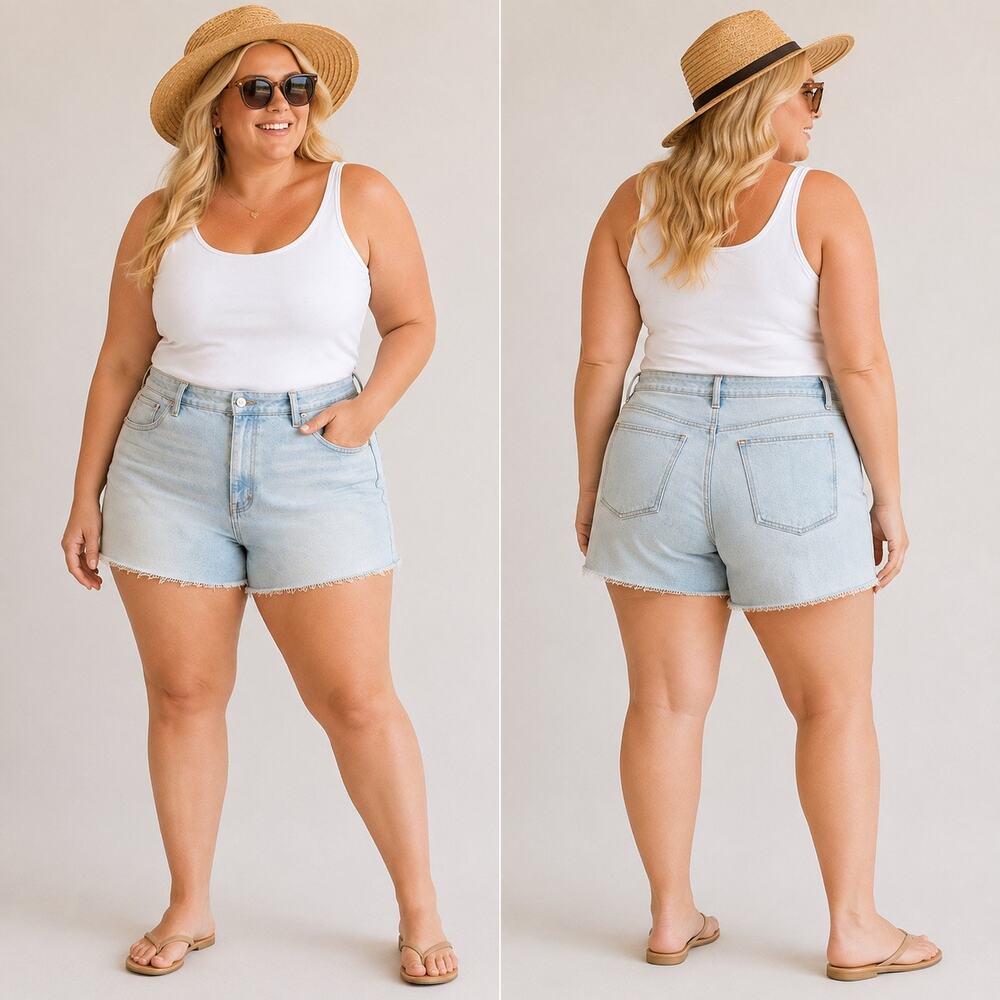 NWT Madewell Mid Rise Relaxed Denim Raw Hem Short Size 16W Summer Staple